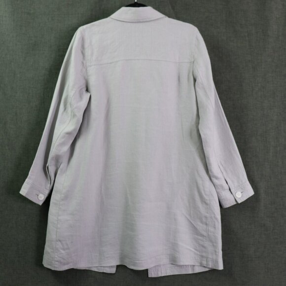J. Jill Love Linen Artist Coat Jacket Tunic Women's Small Gray Pockets - Picture 6 of 16
